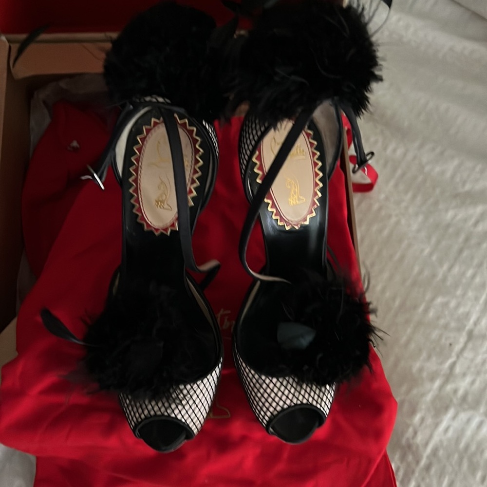 Christian Louboutin 37 fur sandal heels 20 year anniversary LIMITED EDITION